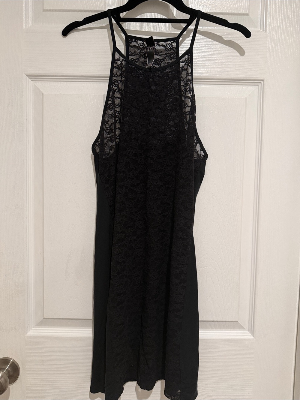 Victoria’s Secret Black Lace Halter Chemise Babydoll Nightgown Large